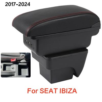 Car Armrest Box For IBIZA 2017-2024 Leather Arm Rest Center Console Storage USB Arm Rest Decoration Interior Parts
