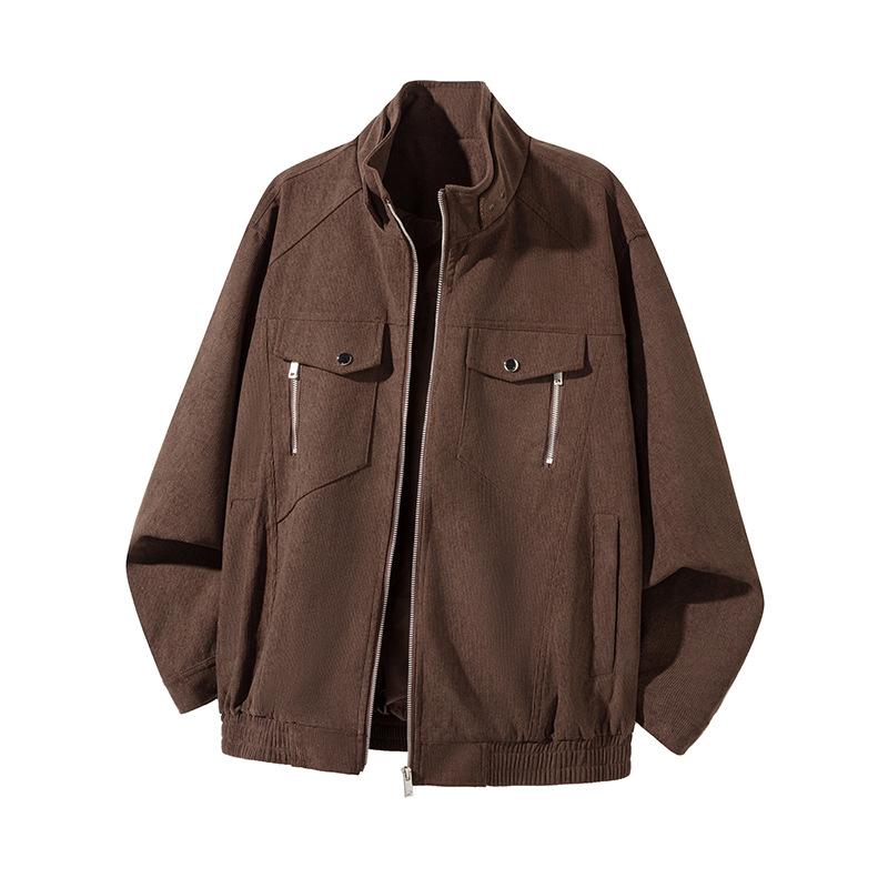 

American High Street Stand Collar Corduroy Jacket for Men s Autumn New Loose Work Jacket 3XL