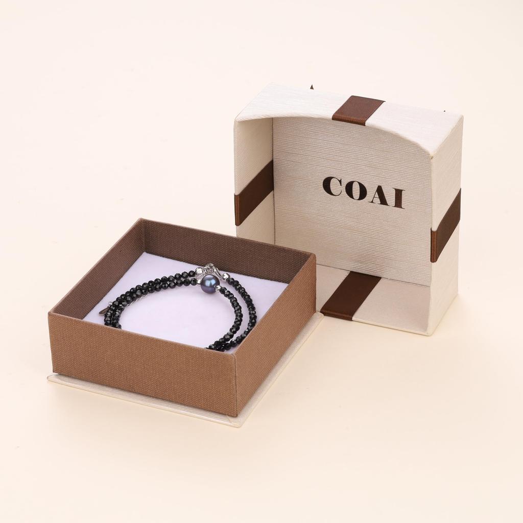 Cut Spinel Black Pearl Choker Power Stone Necklace for Women [KOAI]