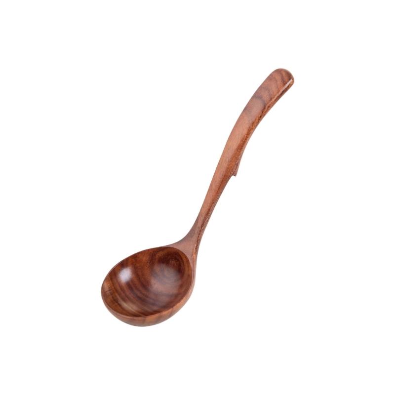 Hanging Wooden Cooking Spoon With Heat Resistant Handle Nonslip Wooden Ladle For Soup Stirring Serving
