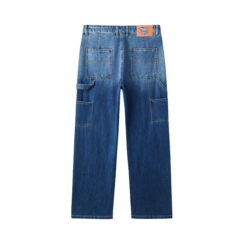 NVG·YOUNG Men's Spring/Summer Cotton-Linen Wide-Leg Denim Pants