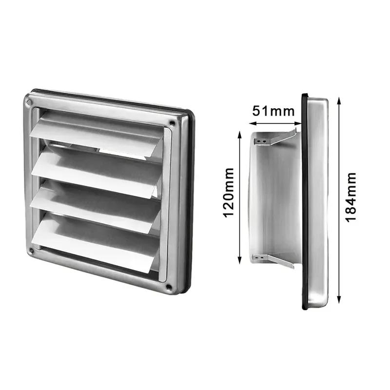 1pcs 100/125/150mm Stainless Steel Air Vent Wall Ventilation Cap Movable Square Air Outlet Kitchen Wall Grilles Duct Cover