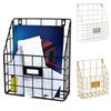 Metal Mesh Mail Organizer Wall Mounted Foyer Storage Shelf Portable Magazine File Holder Home