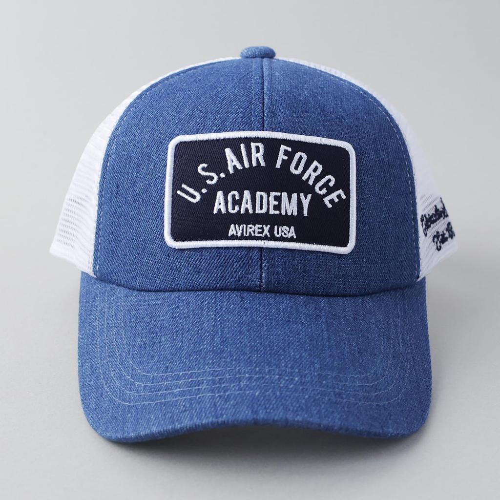 6 Panel Mesh Low American Baseball Air Force Sax [AVIREX] Cap, Cap, Embroidered, Men's Hat, MA-1, Military, Casual, Summer, Cap,