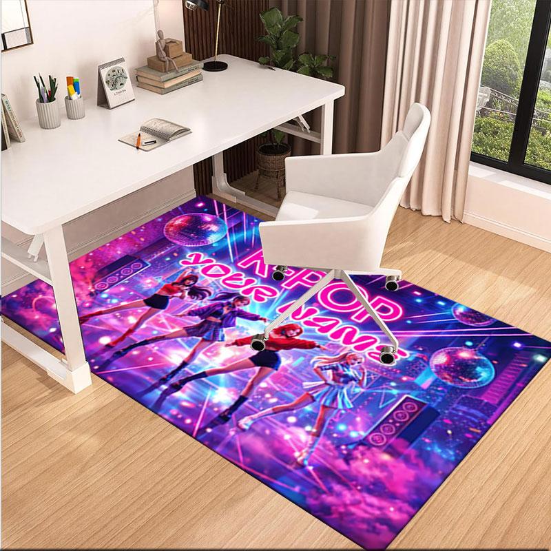 1PC Custom Name K-Pop Dance Party Theme Floor Mat Ideal for Living Room, Game Rooms, Office, Bedroom,Floor Mat Playful Design