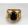 Siegelring aus Edelstahl mit schwarzem Achat für Herren, vergoldete Club-Partyringe