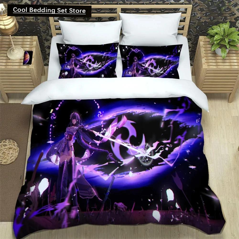 3D Anime Genshin Impact Bedding Set,Duvet Cover Comforter Bed Set Quilt Cover Pillowcase,King Queen Twin Size Boys Girls Adults
