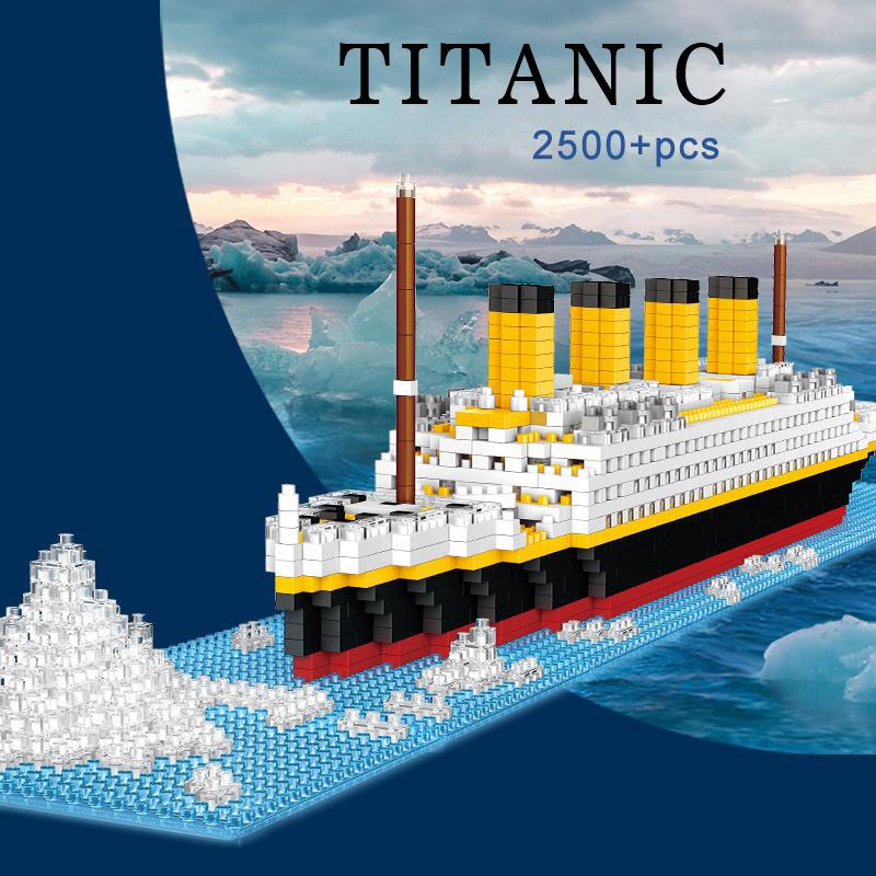 Non-Toxic Moc Titanic Model Cruise Ship Building Blocks Boat Collection Diy Construction Micro Bricks Toys Birthday Christmas Gifts