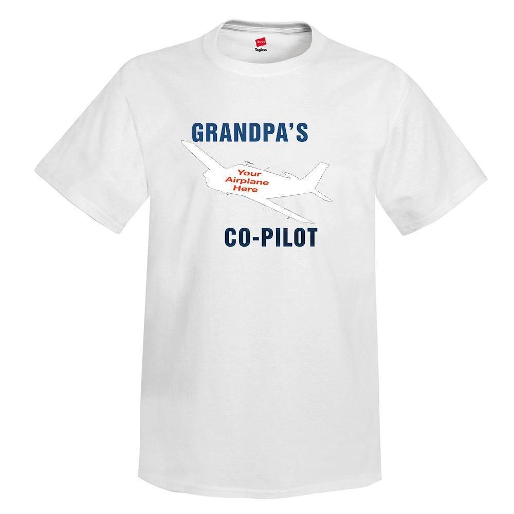 GrandPa s Co-Pilot Aviation Theme T-Shirt - Personalized with Your Airplane M