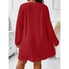 Women Fashion V Neck Long Sleeve Loose Plus Size Midi Dress