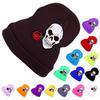 Unisex Embroidered Skull Rose Wool Cap Fashion Knitted Outdoor Warm Hat for Winter Autumn