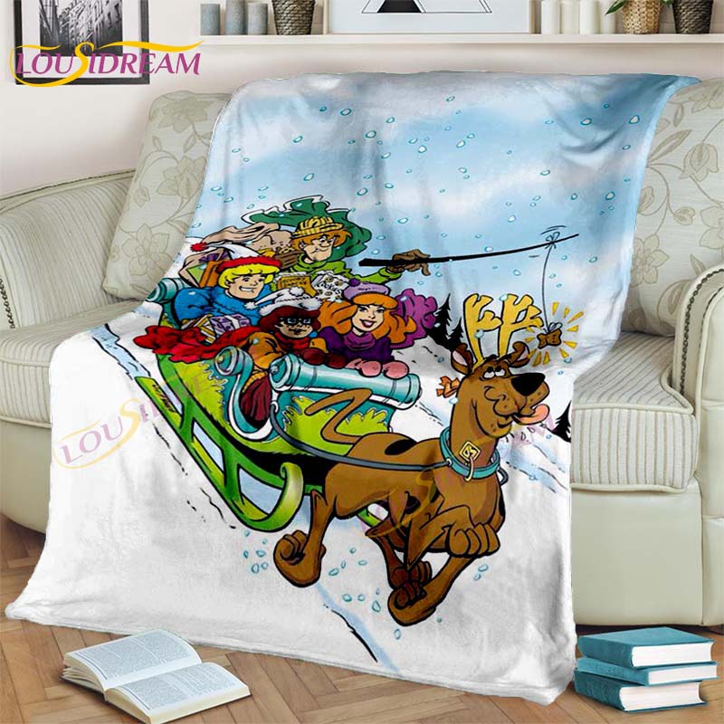

Cartoon Scoo-by-Do-O Dog Blanket Driving Mystery Machine Blanket Flannel Blanket for Bedroom Livingroom Sofa Kids Blanket Gifts 75x90cm