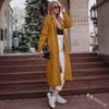 2026 European & American Solid Color Hooded Long Cardigan: Autumn/Winter Cable Knit Sweater for Women