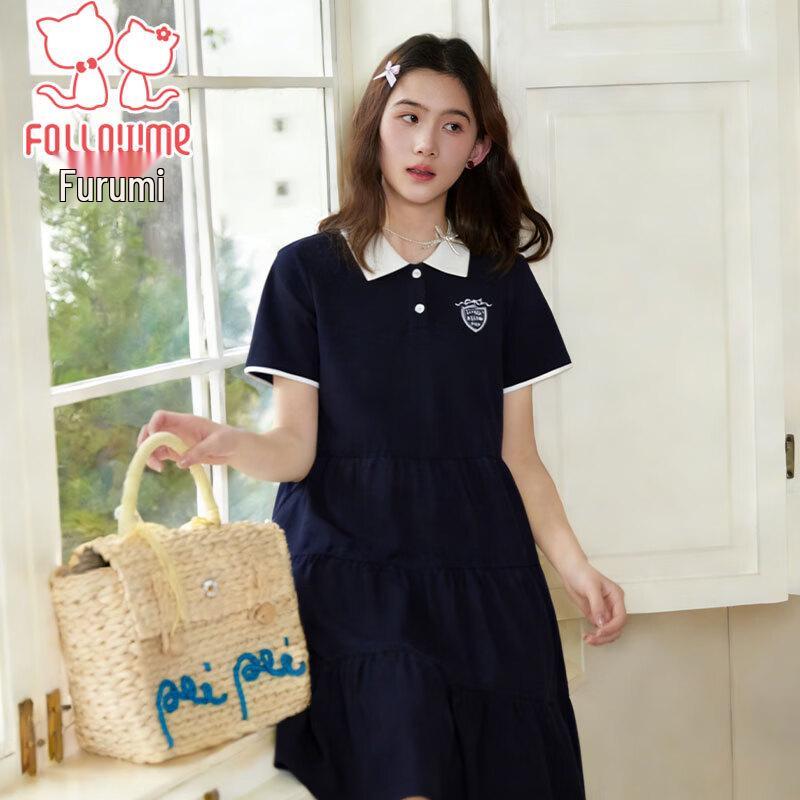 FULUOMI Big Girls' Polo Collar Preppy Dress