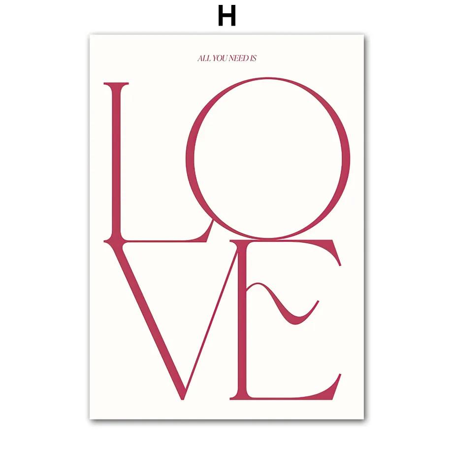 Nordic Canvas Painting Pink Flower Ace of Hearts Line Girl Wall Art Posters and Prints Wall Picture Living Room Bedroom Decor