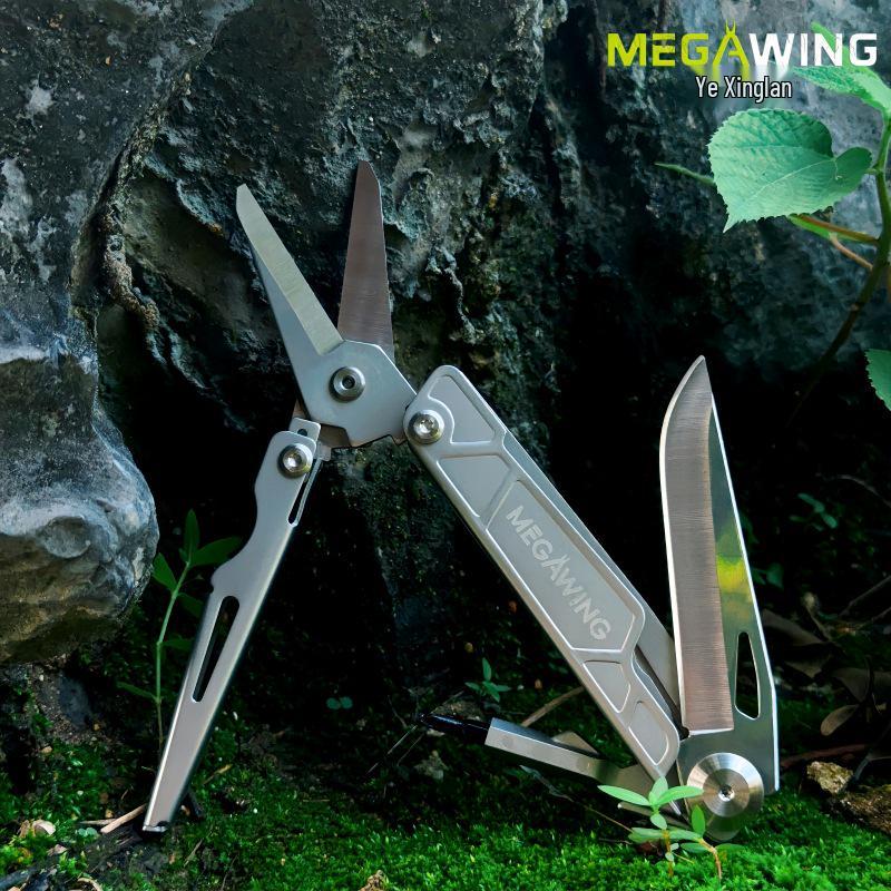 Multifunctional Portable Outdoor Folding Tool: Knife, Scissors, Screwdriver for Camping, Mountaineering, and Car Emergencies.