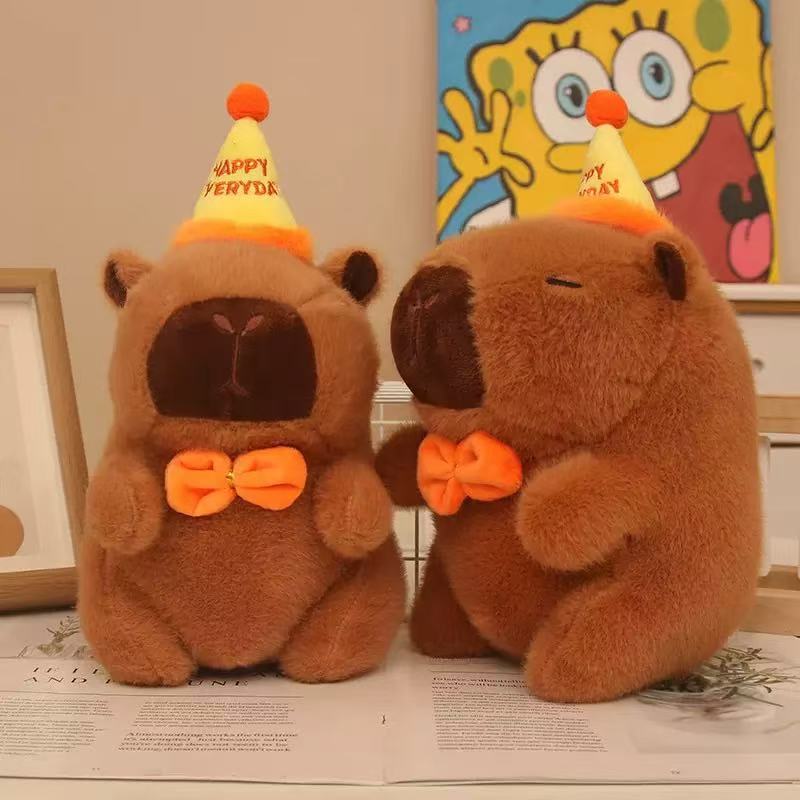 Internet Celebrity Kapibara Plush Toy Doll Cute Birthday Hat Capybara Doll Event Gift Rag Doll