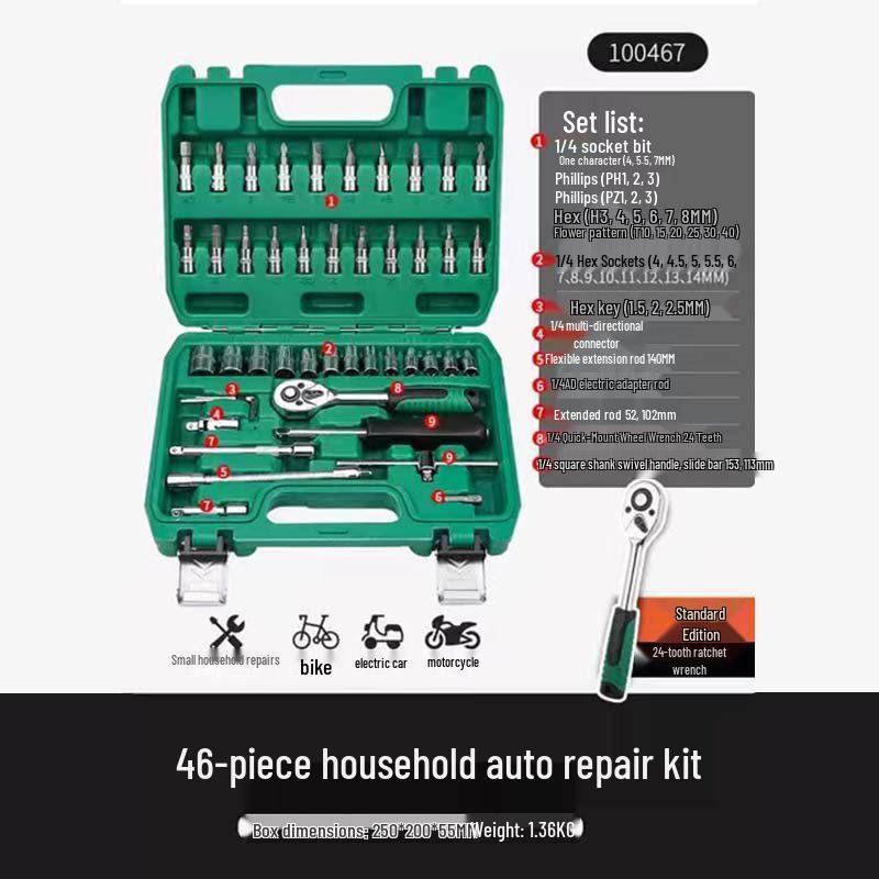 Multifunctional Ratchet & Socket Wrench Set for Car & Hardware Repair