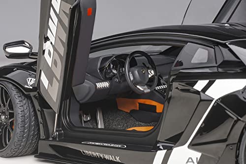 AUTOart 1/18 Scale Liberty Walk LB-WORKS Lamborghini Aventador Limited Edition Black (LBWK/Carbon Black Hood) Finished Model 79244