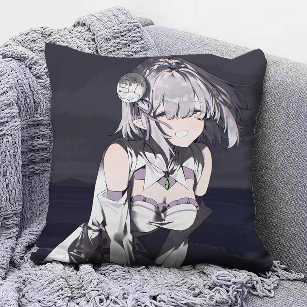 Re Zero Infinity Emilia Cute Anime GGirl  Pillow Covers Home Sofa Cushion Covers and Aecorative Custom