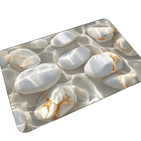 Golvmatta Halkfri Badrumsmatta med Grov Yta Gummiprickar på Baksidan Mjuk Beröring Diatomitlera Snabbtorkande Dräneringshål Badrumsmatta