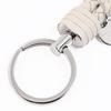 Bottega Veneta Intrecciato Leather Key Ring for Men and 113539 V3UN1 Made In Italy Women, Black, 9653, [Used]