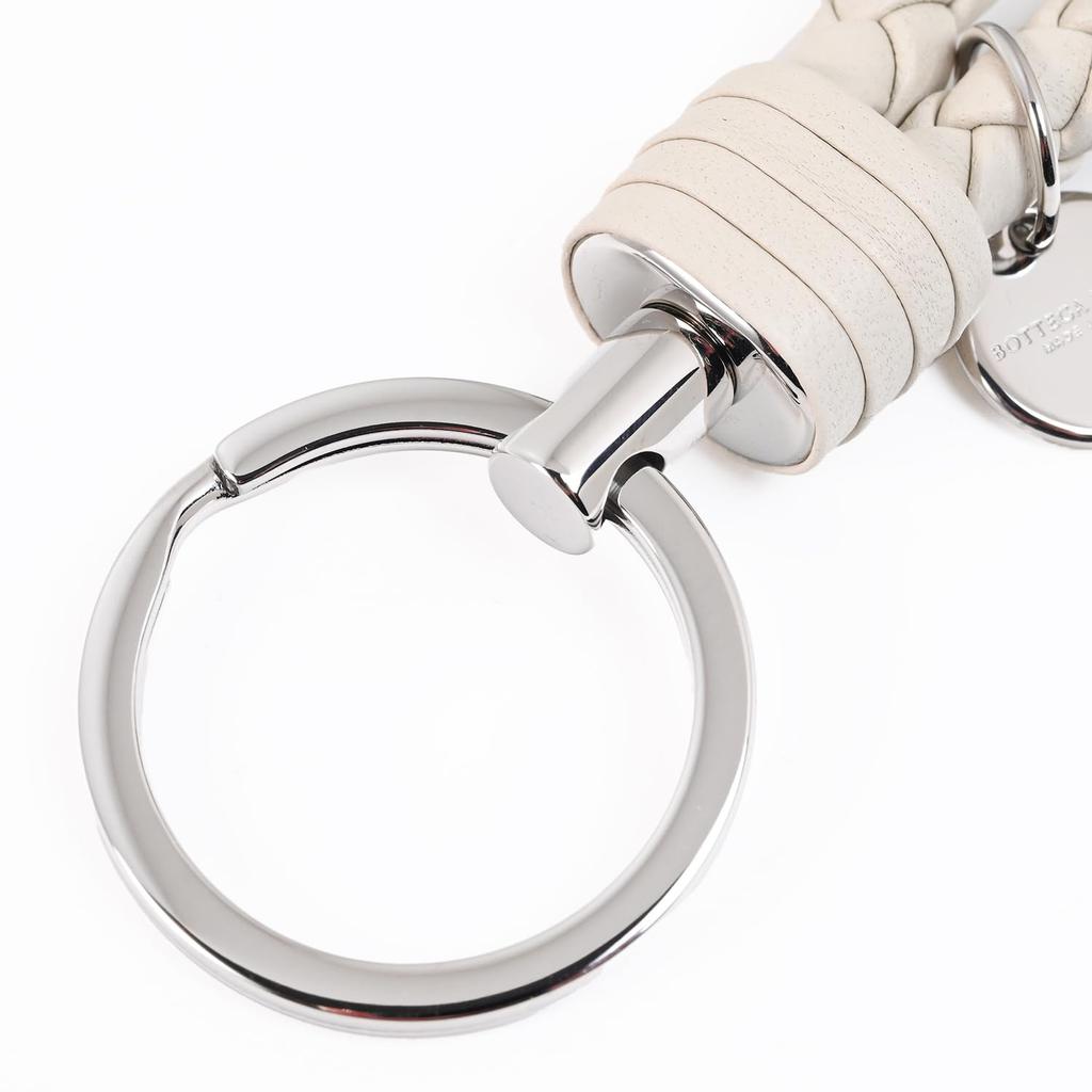Bottega Veneta Intrecciato Leather Key Ring for Men and 113539 V3UN1 Made In Italy Women, Black, 9653, [Used]