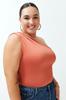 Women's Style Plus Size Cinnamon Asymmetric Collar Knitted Body with Snaps at the Bottom
