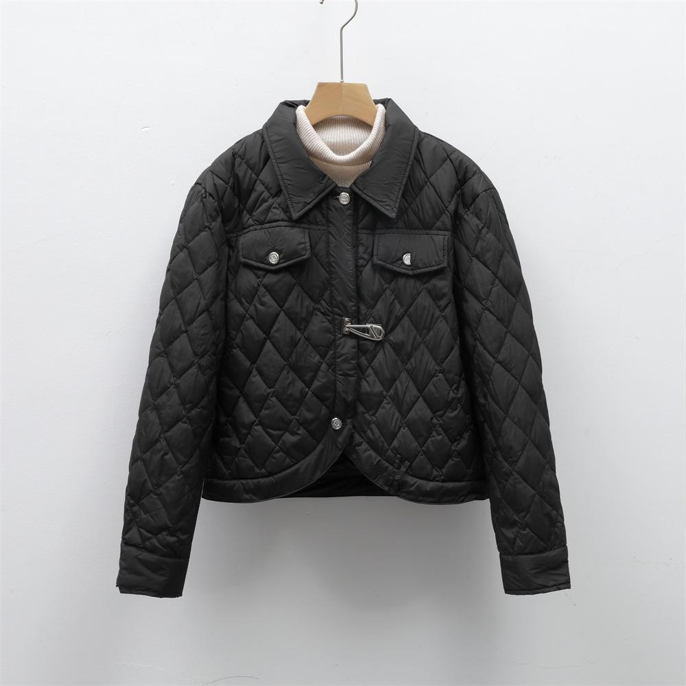 

Feather 90 New National Standard White Duck Down Jacket Winter Rhombus Warm Box Bag Buck Down Jacket Women L чёрный