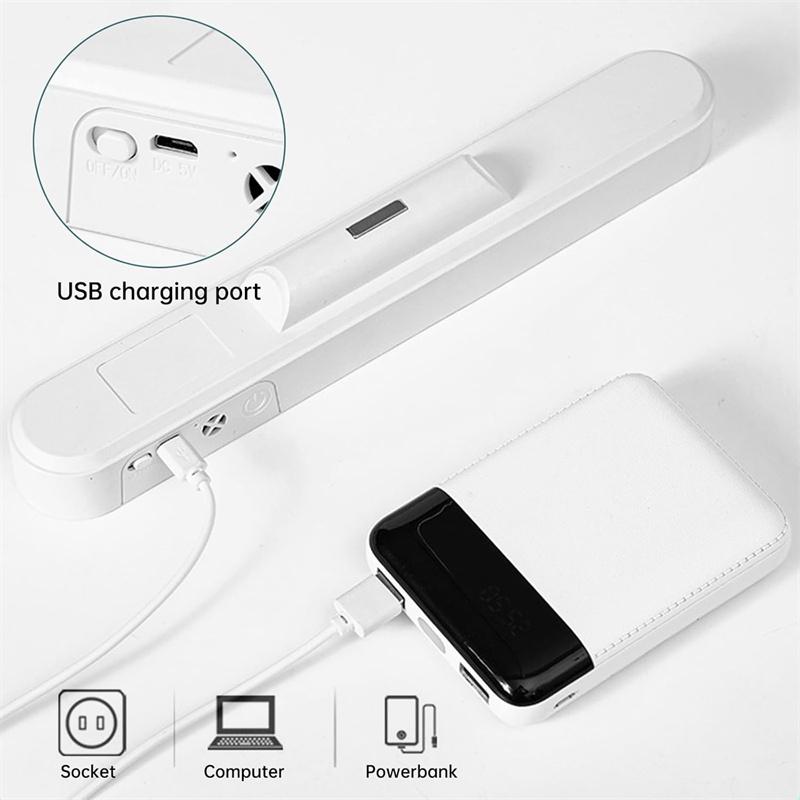 Rechargeable Desk Light Bar Magnetic Led Light With Adjustable 3 Colors Brightness Wireless Vanity Mirror Light For Shelf