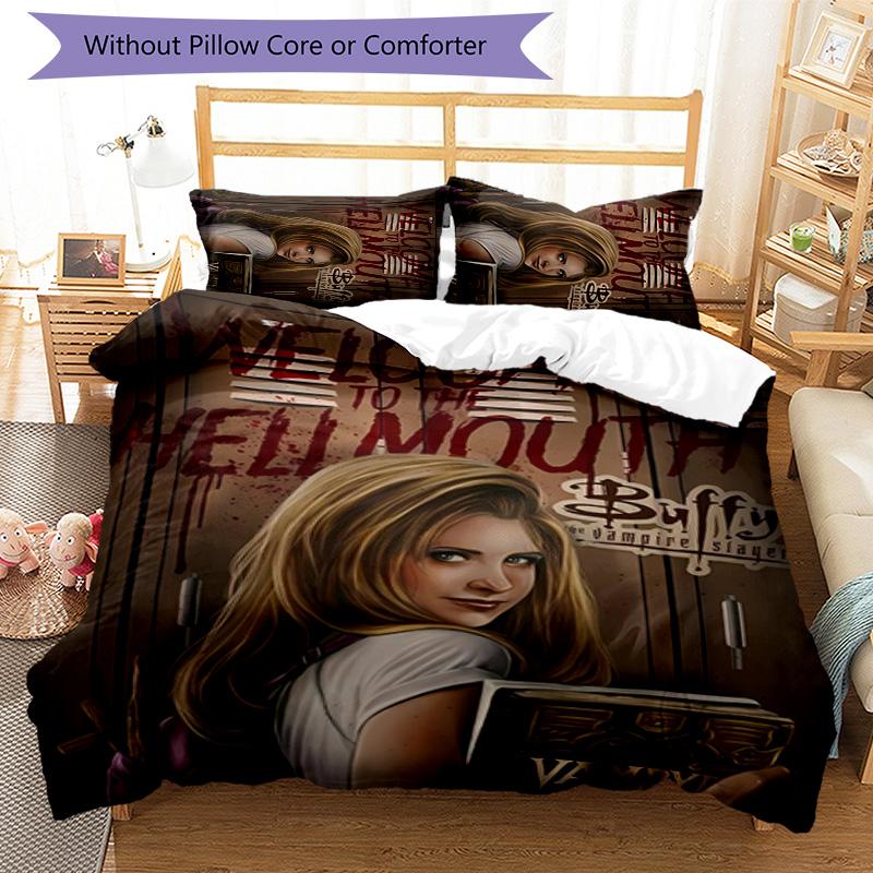 Juego de ropa de cama de 3 piezas Buffy Cazavampiros 1 patrón, juego de funda nórdica incluye funda nórdica y fundas de almohada, decoración de dormitorio y regalo perfecto para todas las estaciones