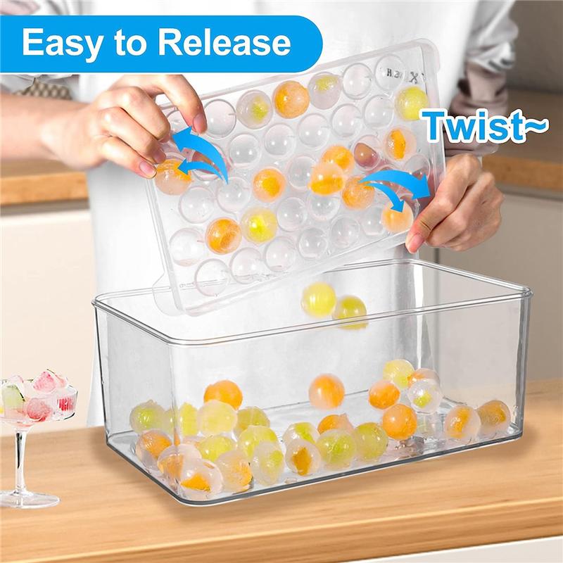 Good-Ice Cube Tray Round Ice Cube Trays Fit For Freezer, Easy-Release Ice Ball Maker Mold With Removable Blue