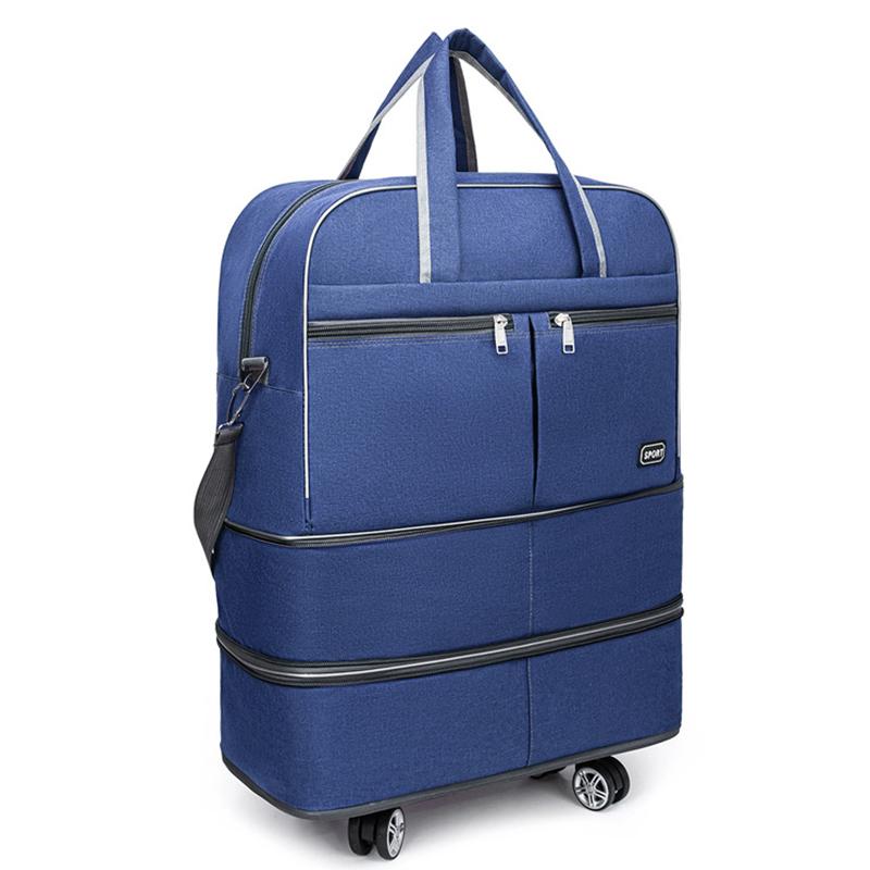 

Вместительная сумка на колесиках для деловых поездок, коротких поездок на работу, ручной расширяемый чемодан-спиннер синий