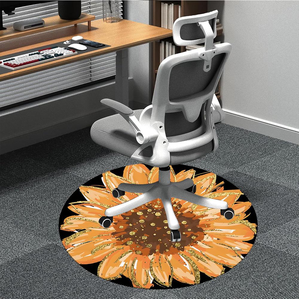 

1pc Sunflower Print Chair Carpet for Office, Non-slip, Soft and Durable Office Rug, Perfect for Office yy251227163 80cm by 80cm