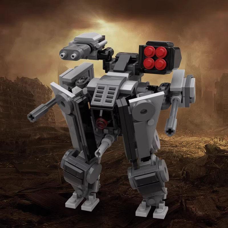 Non-Toxic Science Fiction Military Combat Robot Armed Bipedal Walking Mecha Rong Building Block Moc Building Toy Model