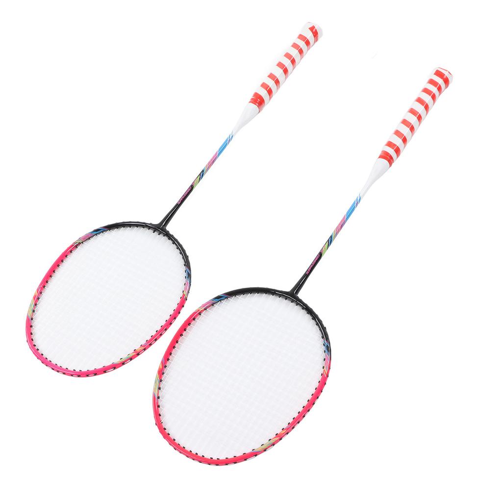2 Stück Badmintonschläger Rosa Legierungsrahmen Großer Sweetspot Einteiliges Design Doppel-Badmintonschläger mit Aufbewahrungstasche