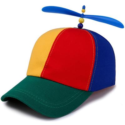 Boné de sol de arco-íris de libélula de bambu, chapéu engraçado de aventura, chapéu snapback, design de hélice de helicóptero para crianças, meninos, meninas e adultos