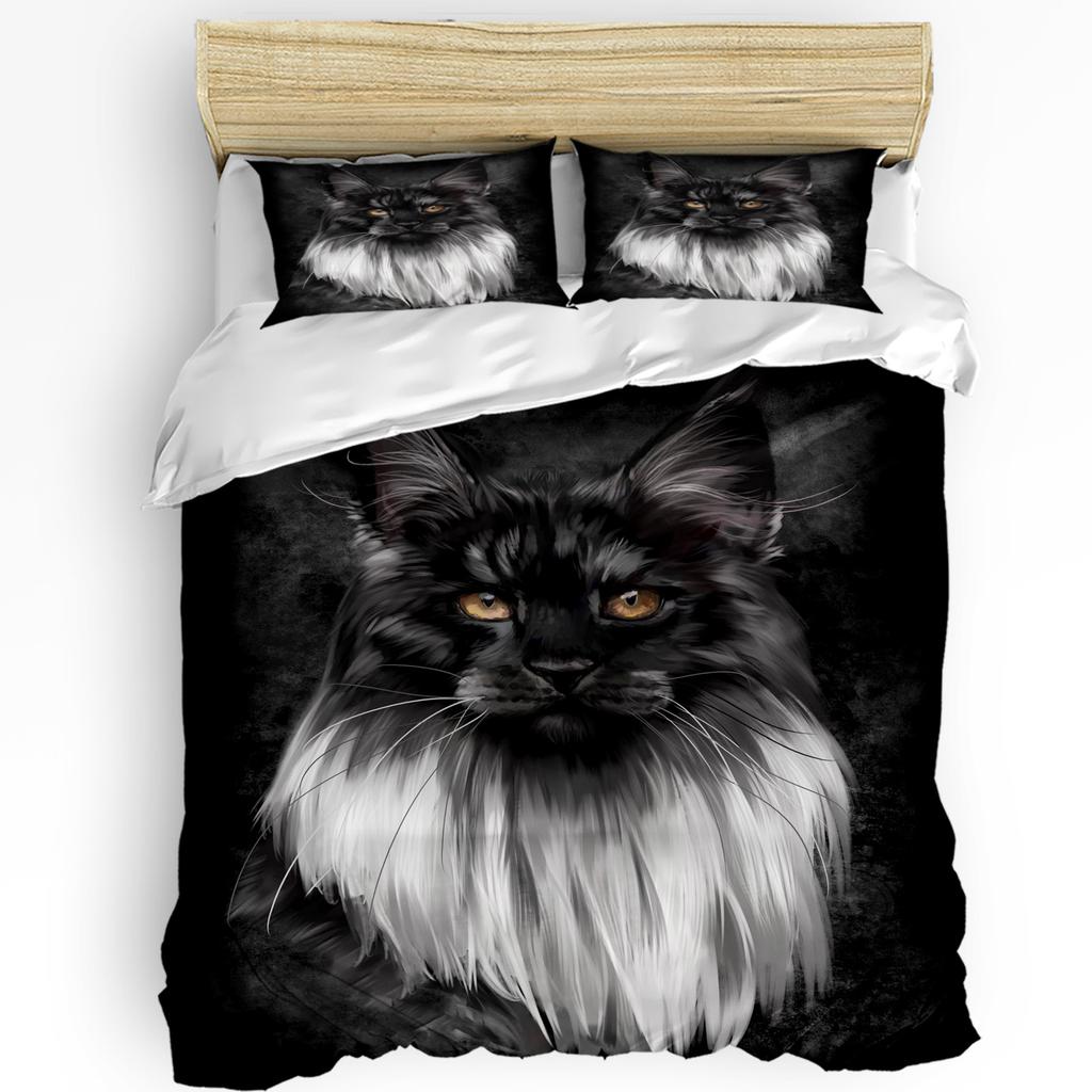 3pcs Bedding Set Cute Kitten Pet Cat Home Textile Duvet Cover Pillow Case Boy Kid Teen Girl Bedding Covers Set
