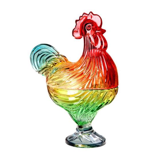 Glas Henne auf Nest Süßigkeitenschale mit Deckel Große Fußschale für Süßigkeiten Kekse Nüsse Desserts Vintage Rustikal Bonbonglas für Zuhause Küche Büro