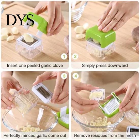 Small Box Garlic Chopper Press Masher Cube Tool BPA-Free Stainless Steel Blades Minces Ginger And Mincer Slices Easy to Clean Store Durable