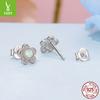 S925 Sterling Silver Non-Fading Small Flower Stud Earrings Opal Flower Fashion Niche Temperament Earrings Women