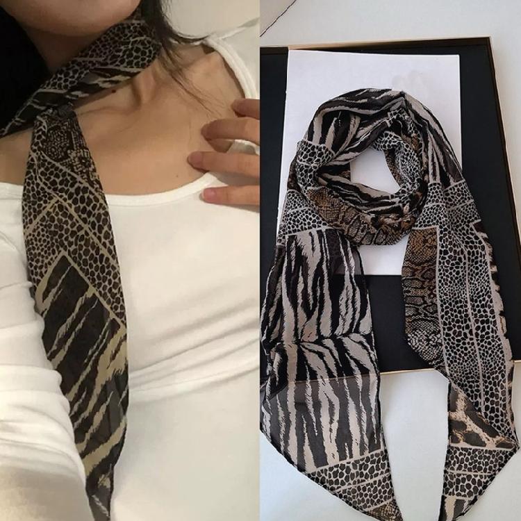 Elegant Snakeskin Pattern Neck Scarf for Ladies Thin Chiffon Neck Wrap Casual Daily Wear Scarf Scarves Neck Accessories