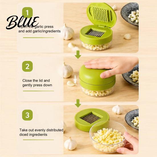 Tritaglio d'Aglio Compatto a Pressa Manuale con Lame Affilate in Acciaio Inossidabile Tritatutto con Contenitore Trasparente Strumento Affetta Zenzero Gadget da Cucina per