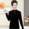 Women's 100% Pure Wool Sweater - Thick, Half High Neck for Middle-aged & Elderly, Autumn/Winter