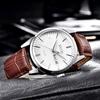 Brown Leather Classic Business Waterproof Quartz Date Day of the Week Gift Men's Watch, Strap, Wristwatch, Movement, Analog, Stylish, Casual, Simple,