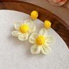 Sunflower Multi-colored Ear Accessories Raffia Flower Ear Drop Handmade Wood Drop Earrings  Daily