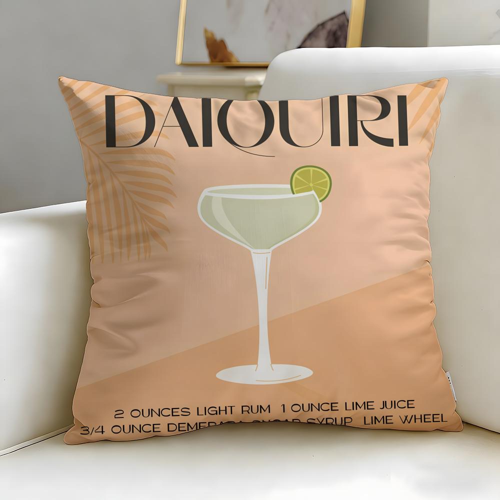 beverage theme Daiquiri Cocktail Cushion Cover Soft & Easy-Wash Pillow Case – Versatile for Couch, Bed, Travel and Office