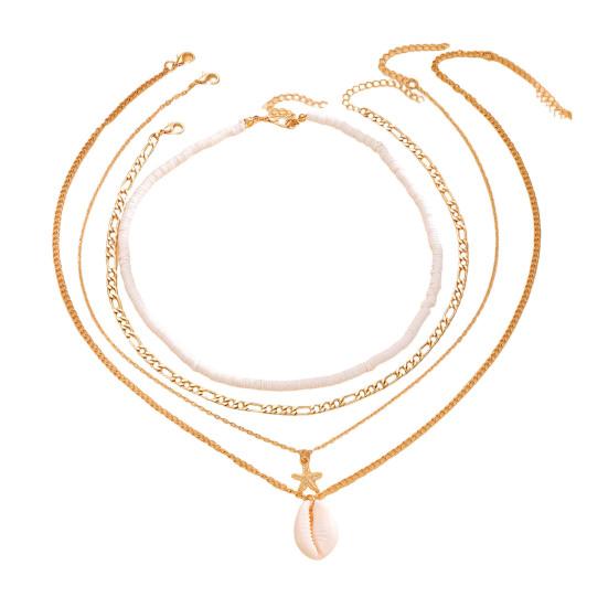 Natural Seashell Layered Necklace Tassel Ocean-Inspired Jewelry Beach Earrings Set Vacation Style Elegant Gift for Women