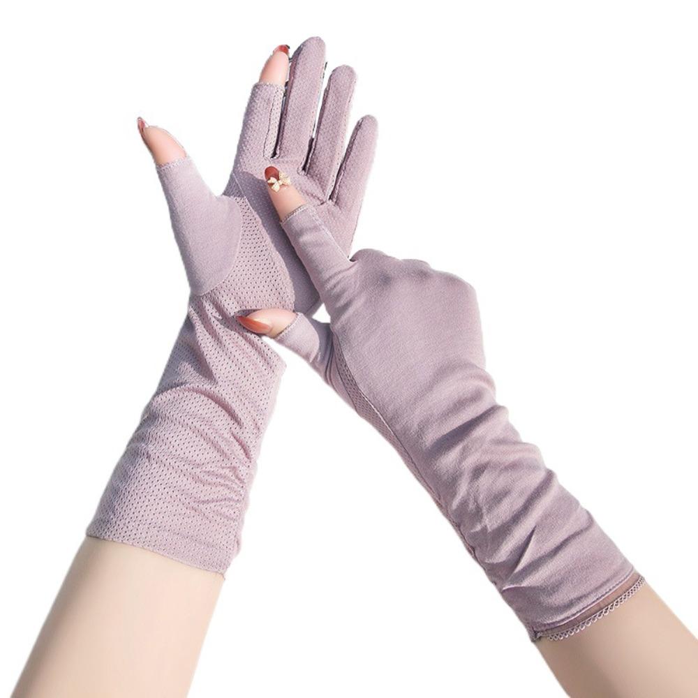 Lengthen Sun Protection Riding Gloves Anti-UV Summer Driving Mittens Outdoor фиолетовый