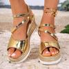 Fashion Summer New Fashion Versatile Platform Heightened Wedge Non-Slip Wear-Resistant One-Buckle Peep-Toe Sandals